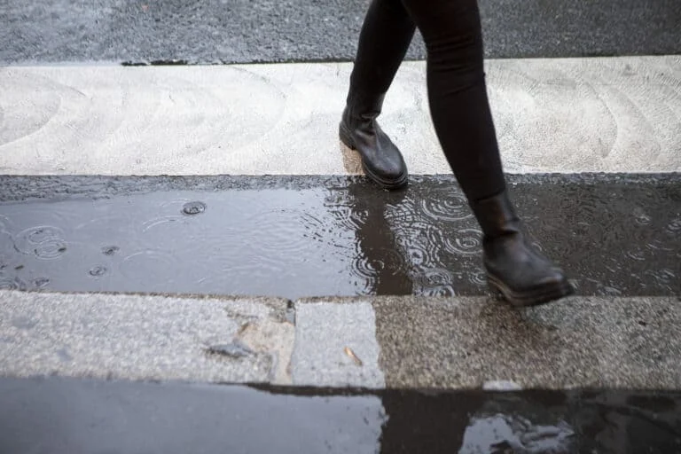 Watch out for slippery sidewalks! Rainy days can be risky—stay safe!